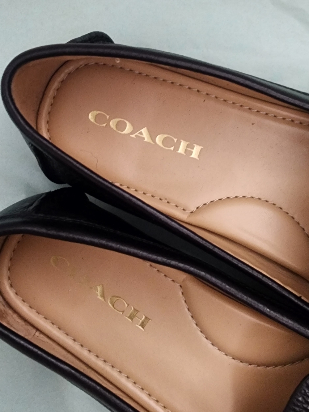 COACH Women's Black Leather Driving Loafers - Picture 5 of 9